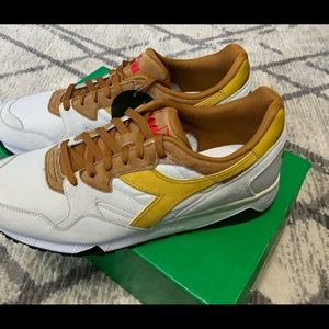 DIADORA N9002 DOUBLEACTION  WHITE YELLOW & BROWN SIZE 12 LIMITED EDITION